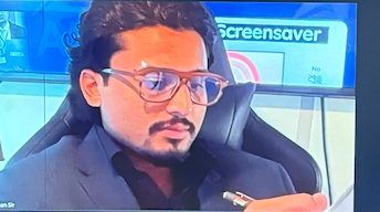 Safwan Hossain on camera during a broadcast interview